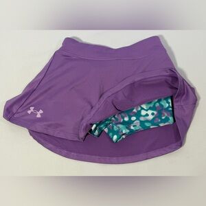 Under Armour Skort Girls Size 4 Purple Skirt Teal Shorts Athletic Active